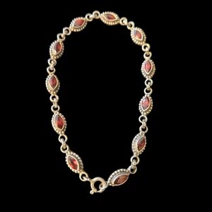 Vintage Sterling Red Gemstone Bracelet